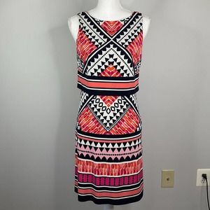 Eliza J Womens Dress Size 4 Sleeveless Multicolor Geometric Print